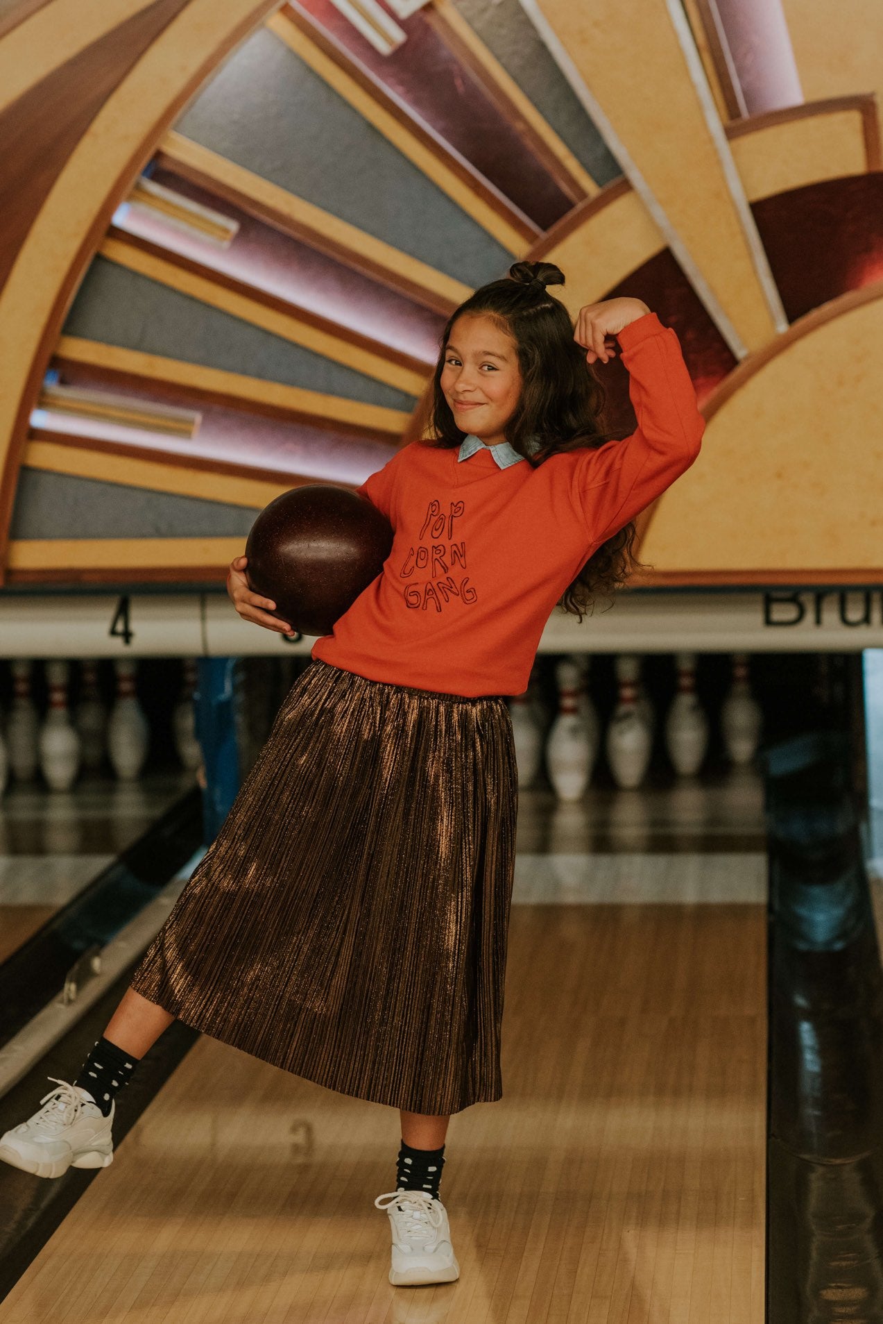 Skirt Midi Metallic Gold