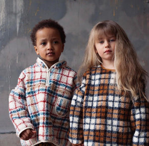 Sweater Mushy Teddy Checked Brown