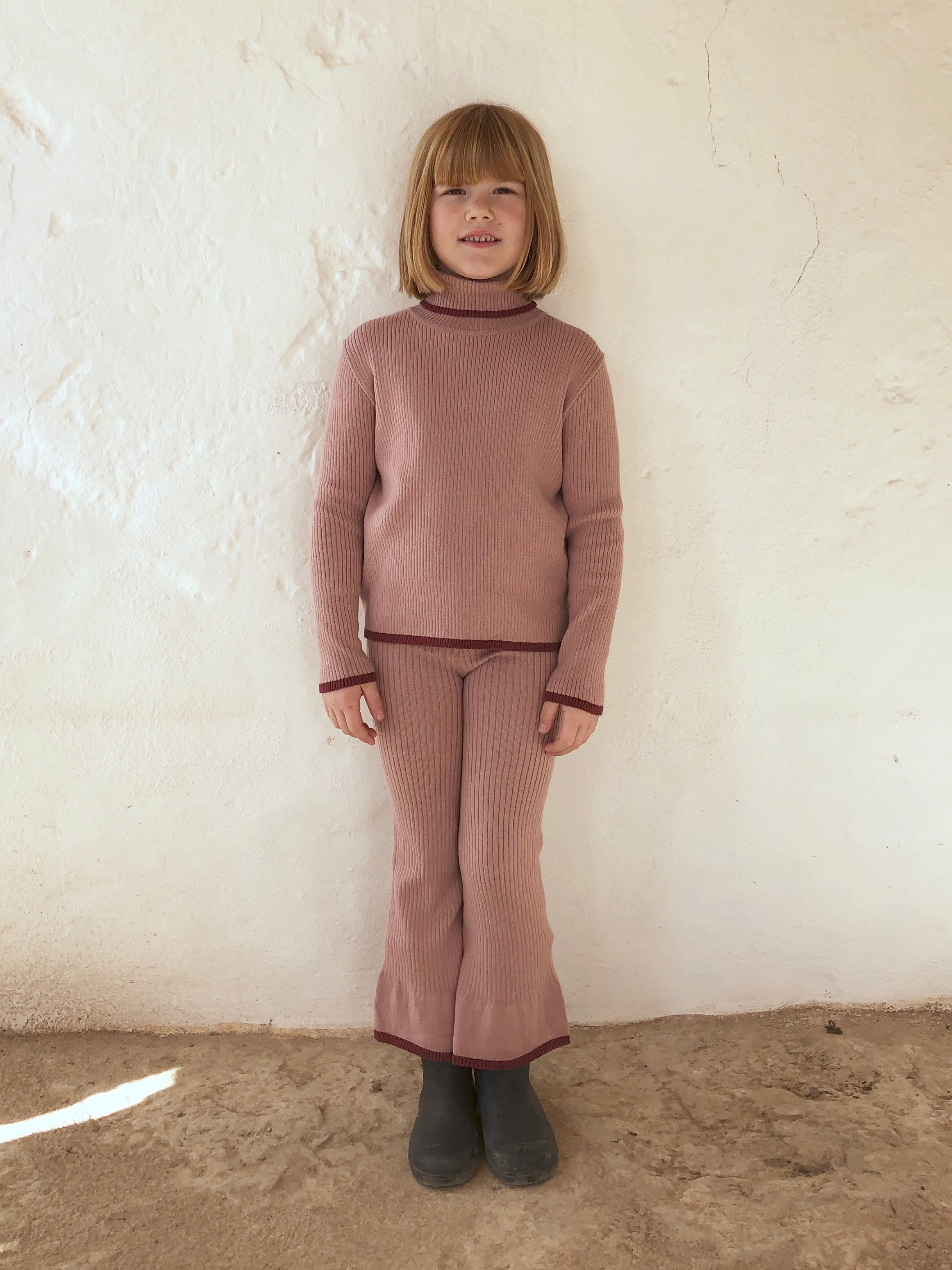 Turtleneck Sweater Knit Old Rose