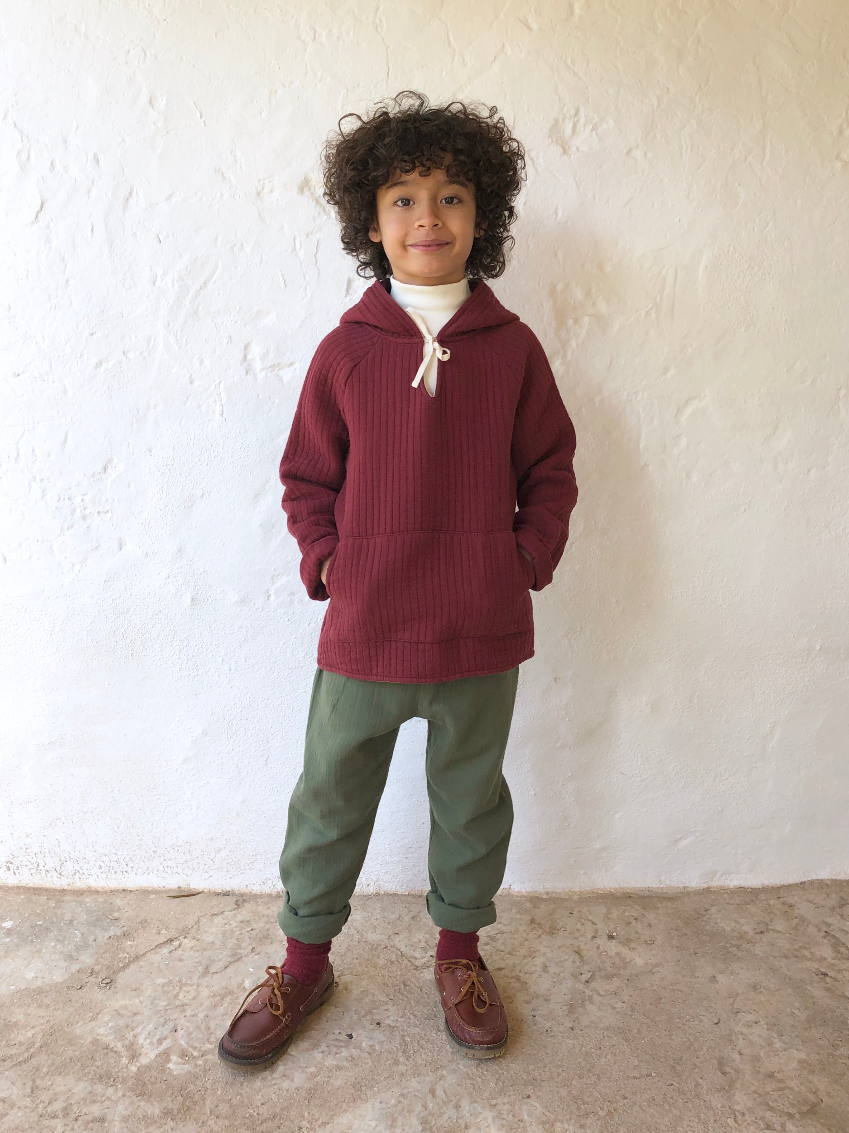 Hoodie Quilted Berry Red