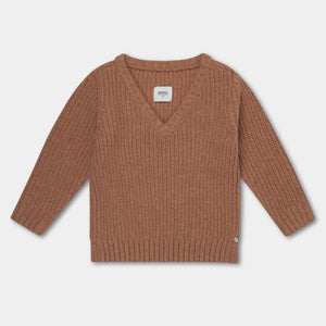 Sweater Knitted V Neck Rusty Apricot