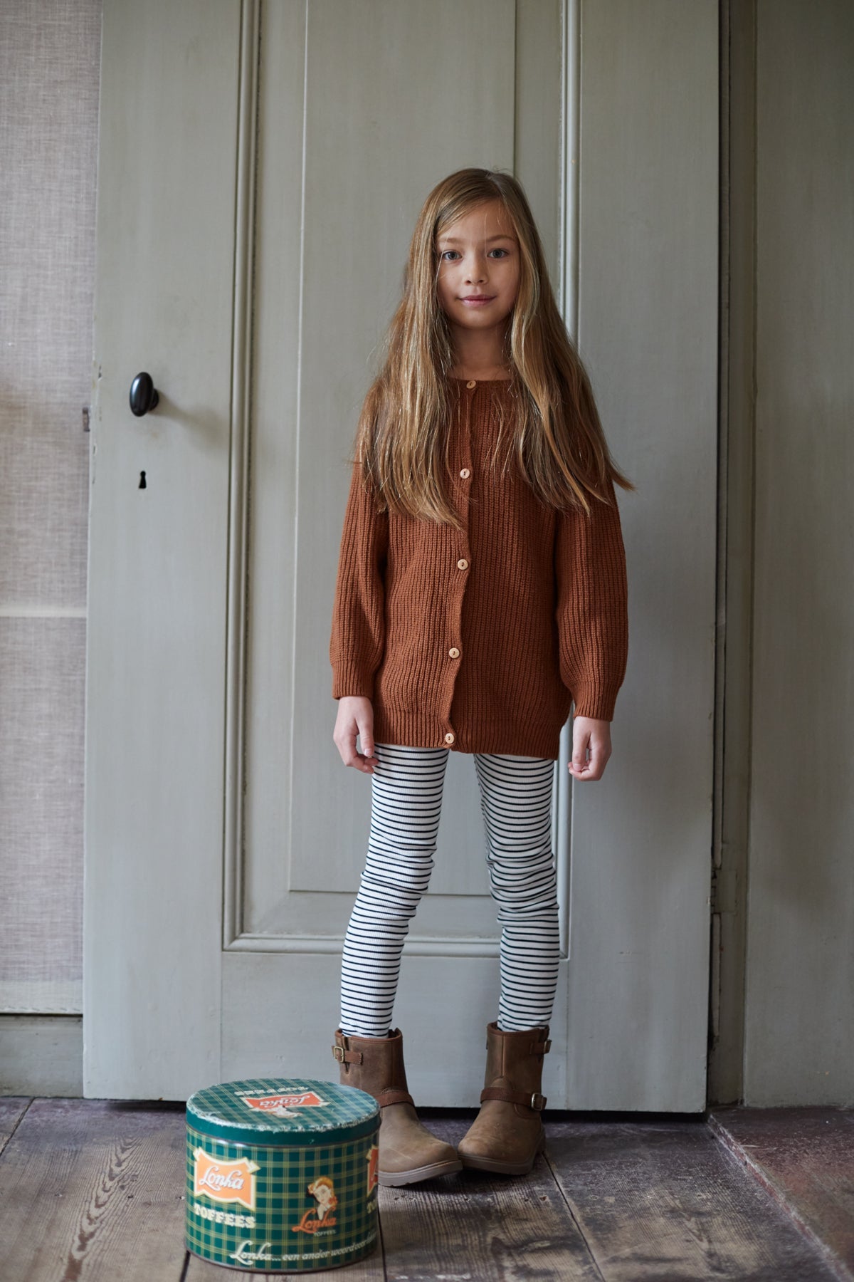 Cardigan Knit Burnished Leather