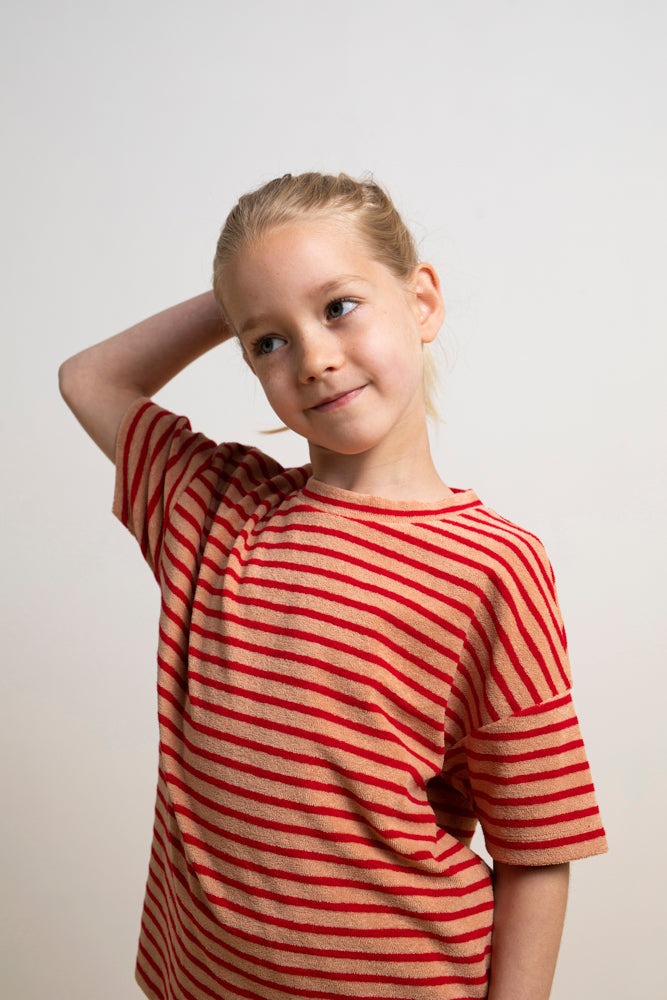 T-shirt Oversized Toweling Stripe Pomegranate