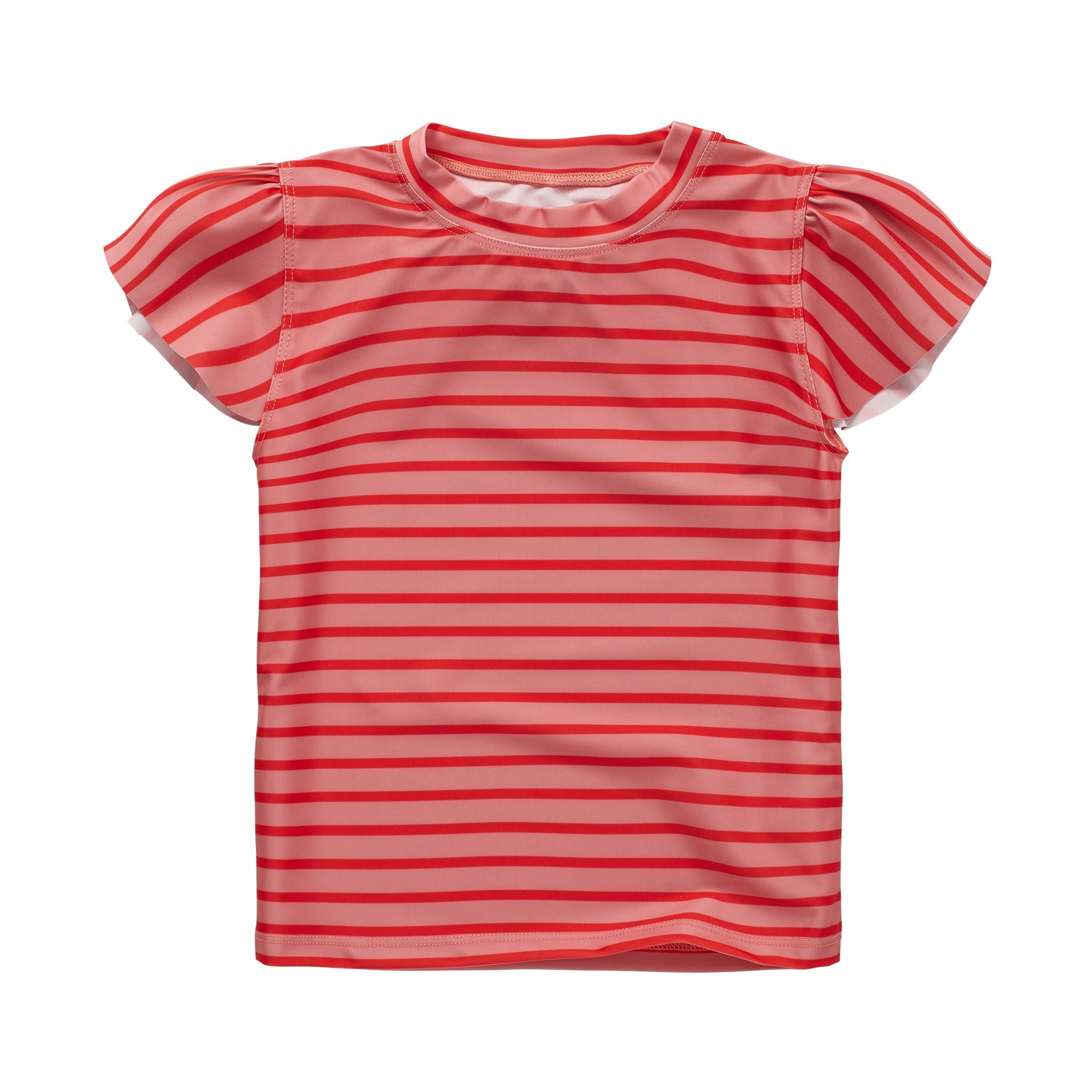 Swim T-shirt Ruffle Stripe Pomegranate