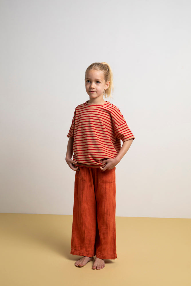 T-shirt Oversized Toweling Stripe Pomegranate