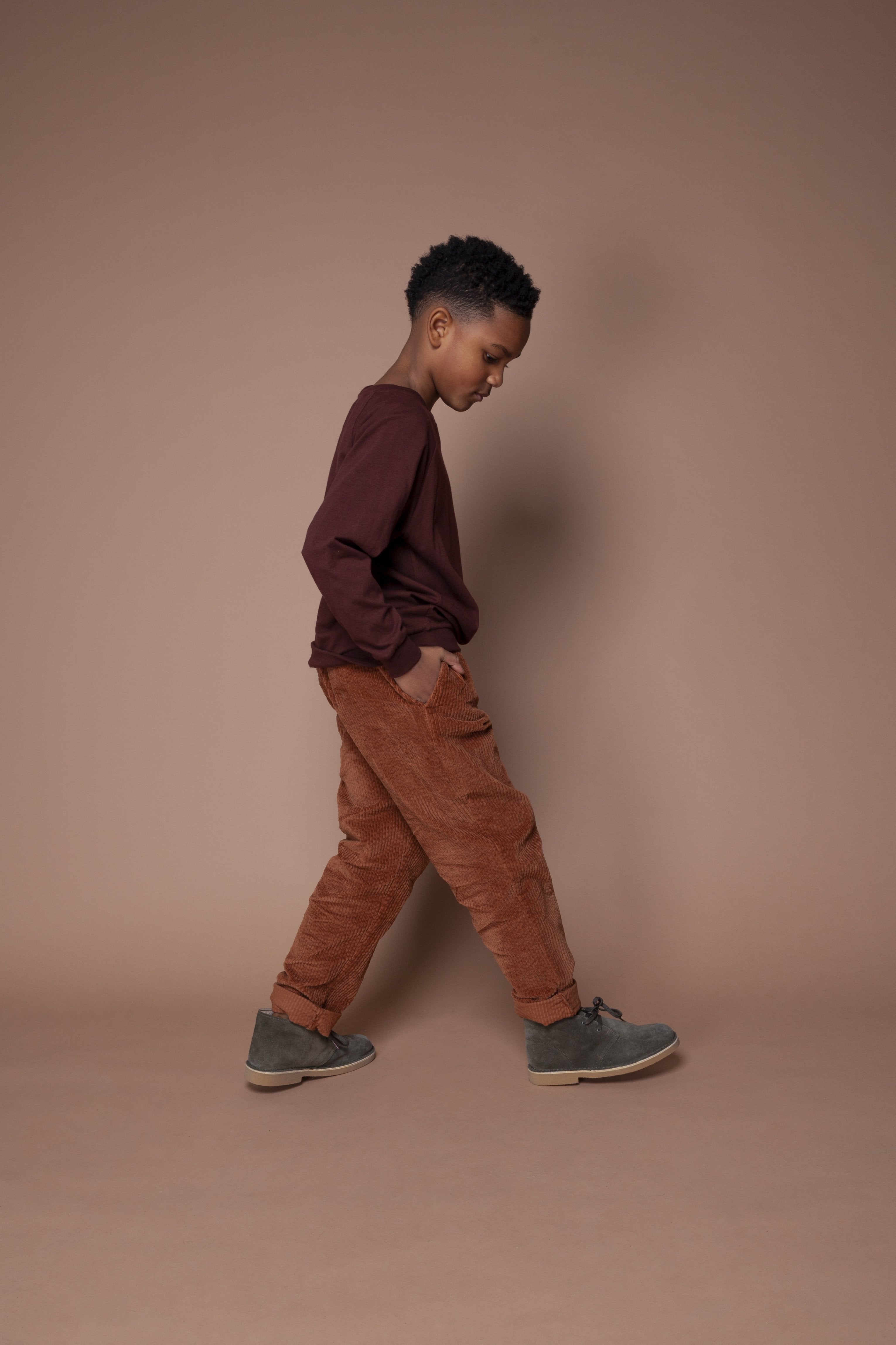 Trouser Tapered Corduroy Leather Brown