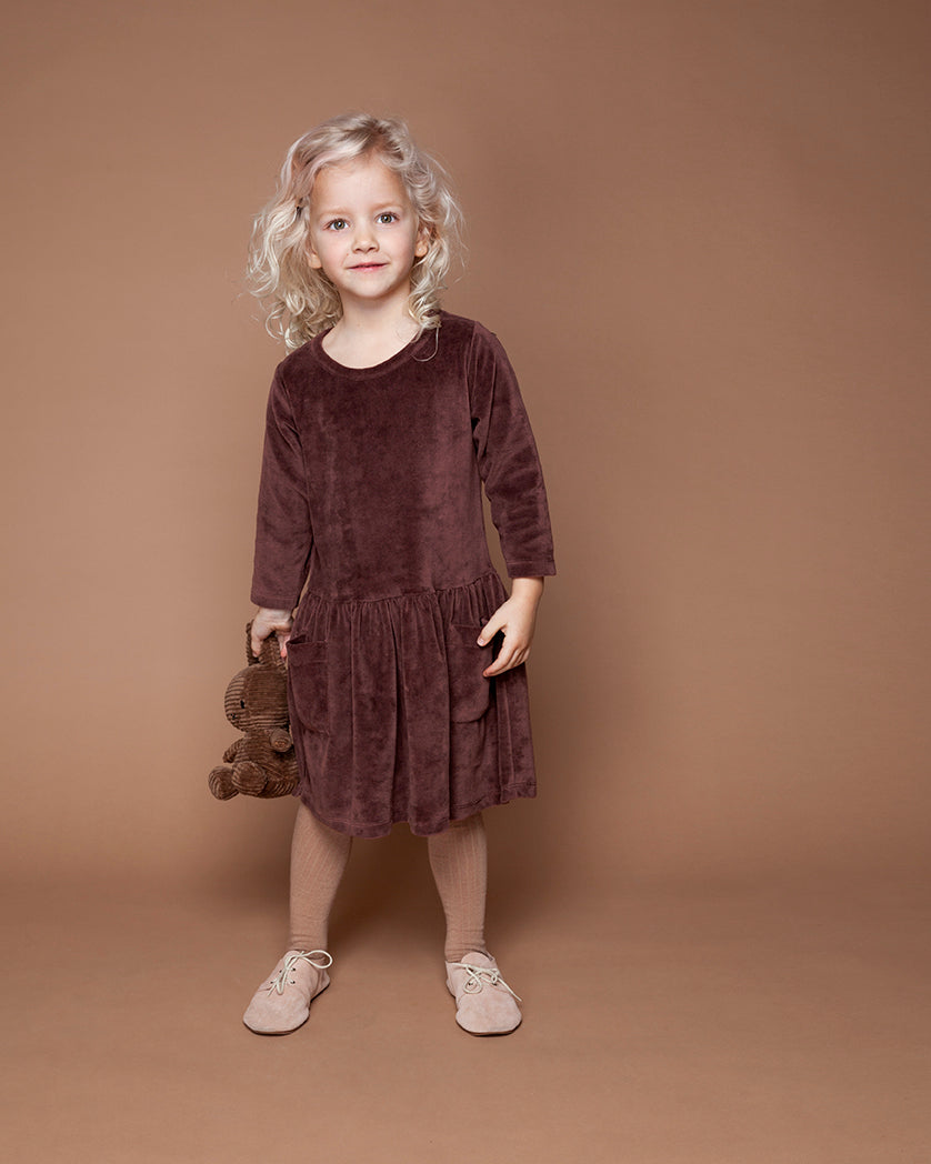 Dress Velvet Leather Brown