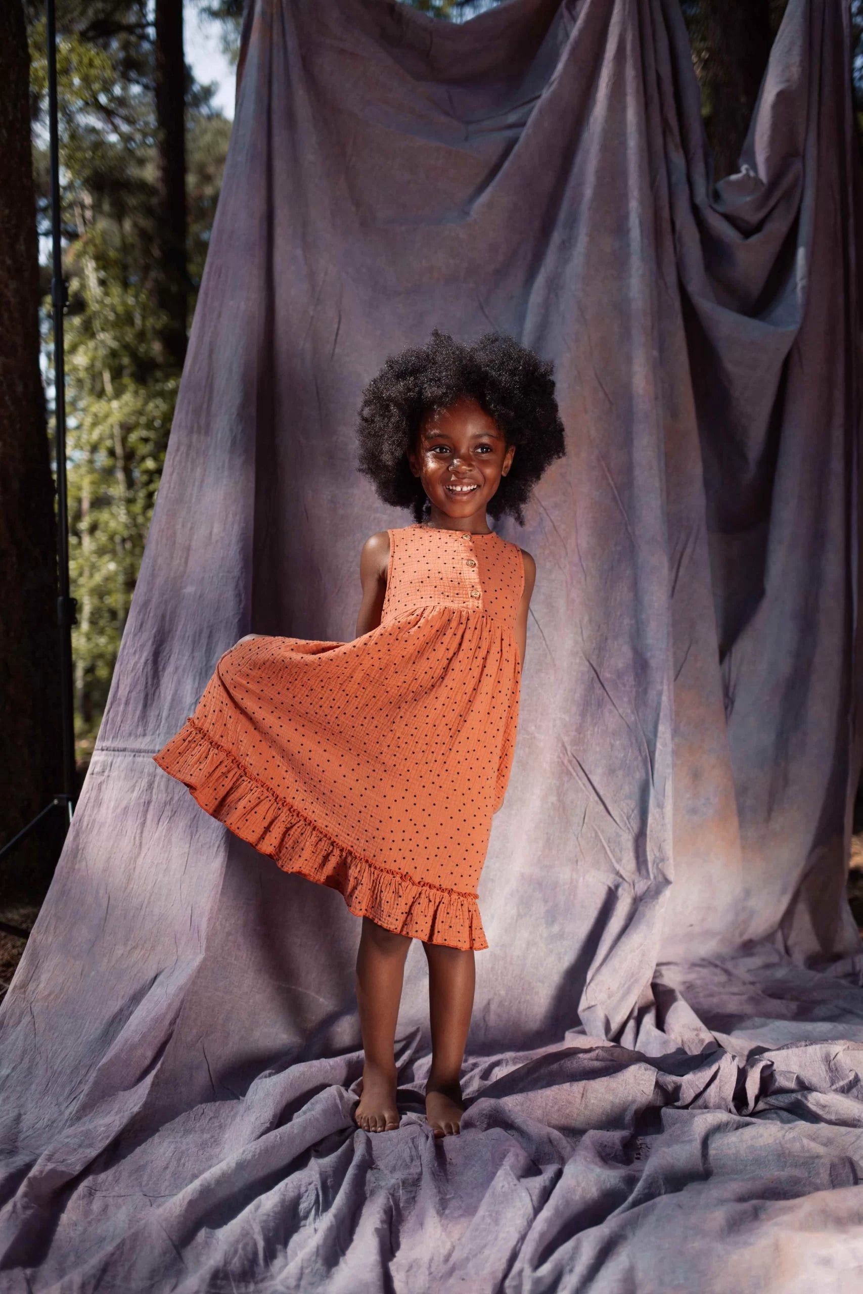 Dress Moon Polka Summer Cinnamon