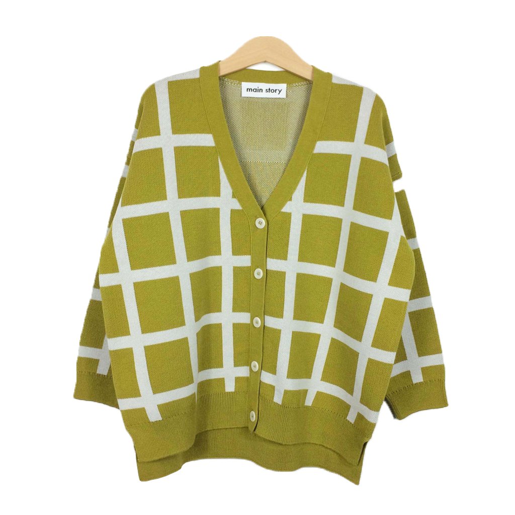 Cardigan Oversized Green Sulpher Grid
