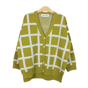 Cardigan Oversized Green Sulpher Grid