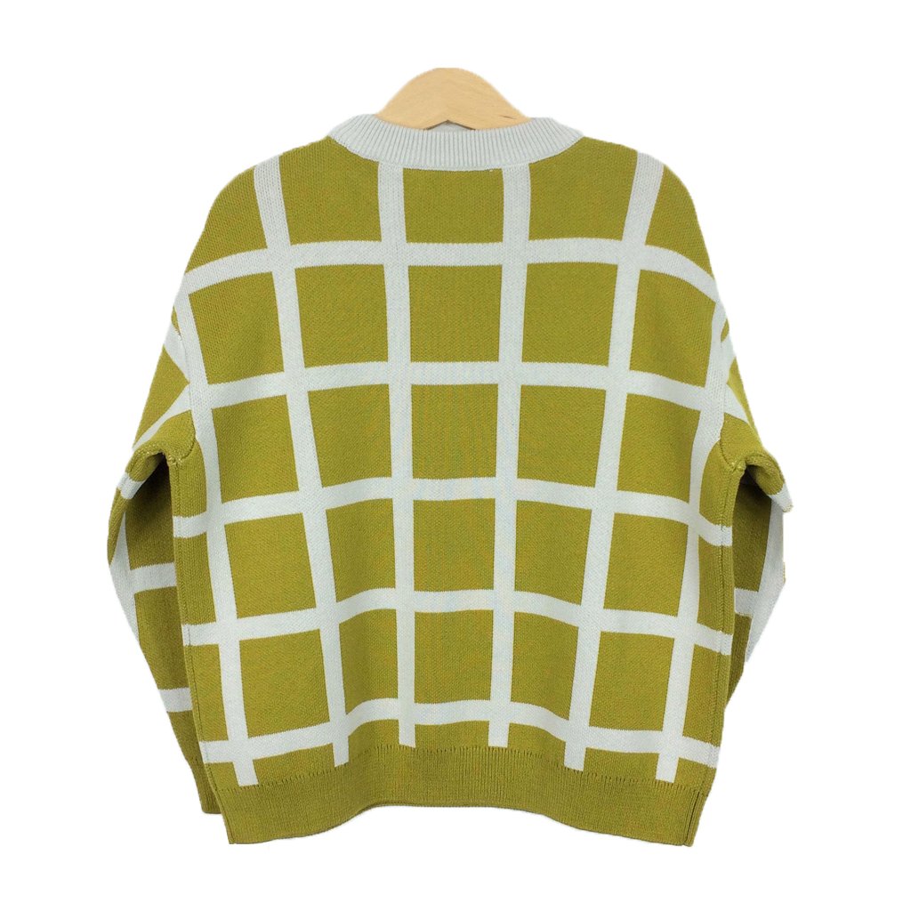 Cardigan Oversized Green Sulpher Grid