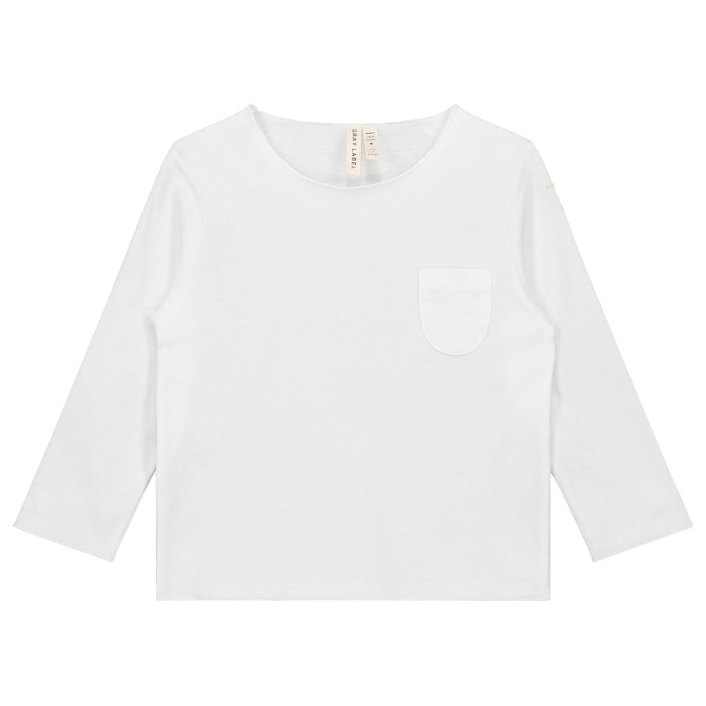 Long Sleeve Pocket Tee White