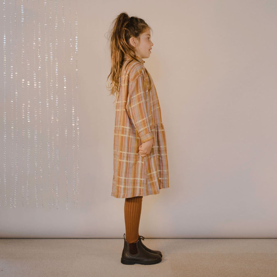 Boxy Shirt Dress Golden Check