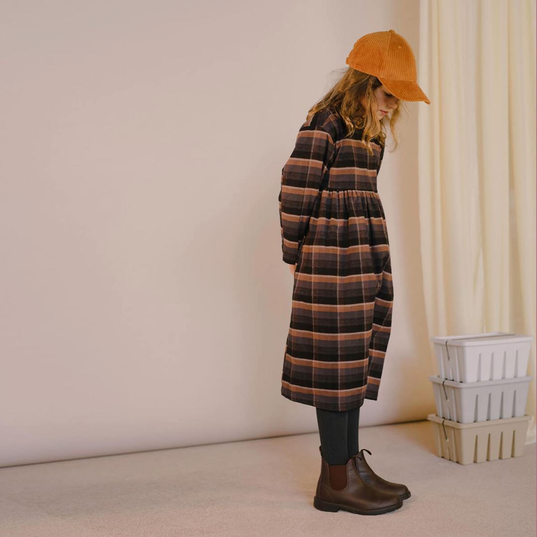 Midi Dress Inky Brown Check