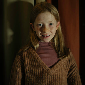 Sweater Knitted V Neck Rusty Apricot