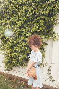 Dress Frill Drop Sleeve Hickory Stripe