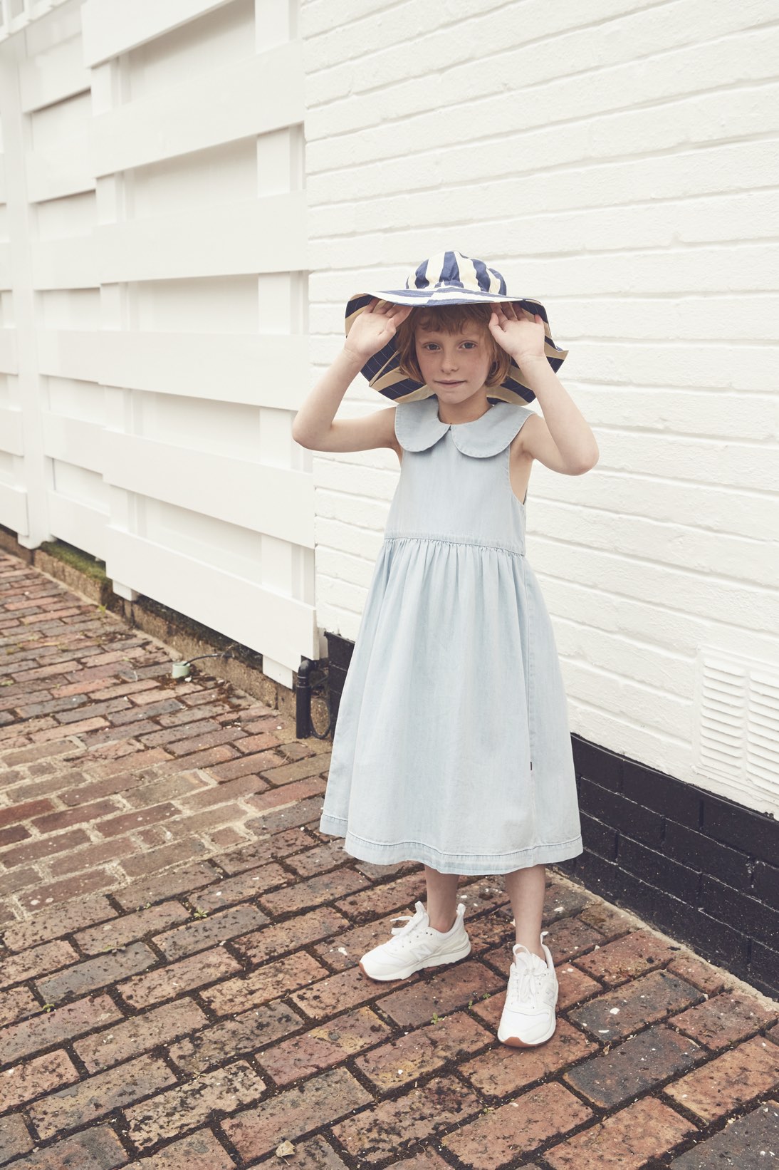 Dress Sun Pan Collar Pale Bleached Denim