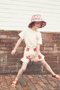 Hat Wide Brim Blanket Check Licot Red