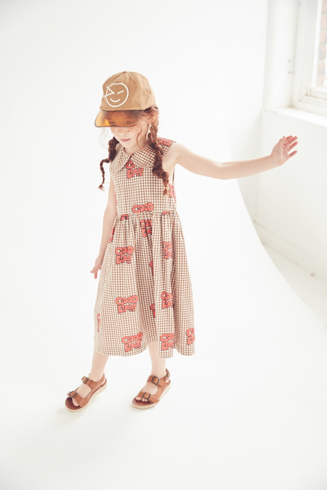 Dress Collar Sun Caramel Gingham Red