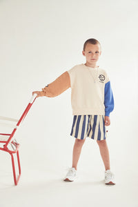 Sweater Panel Blue Warm Sand Caramel