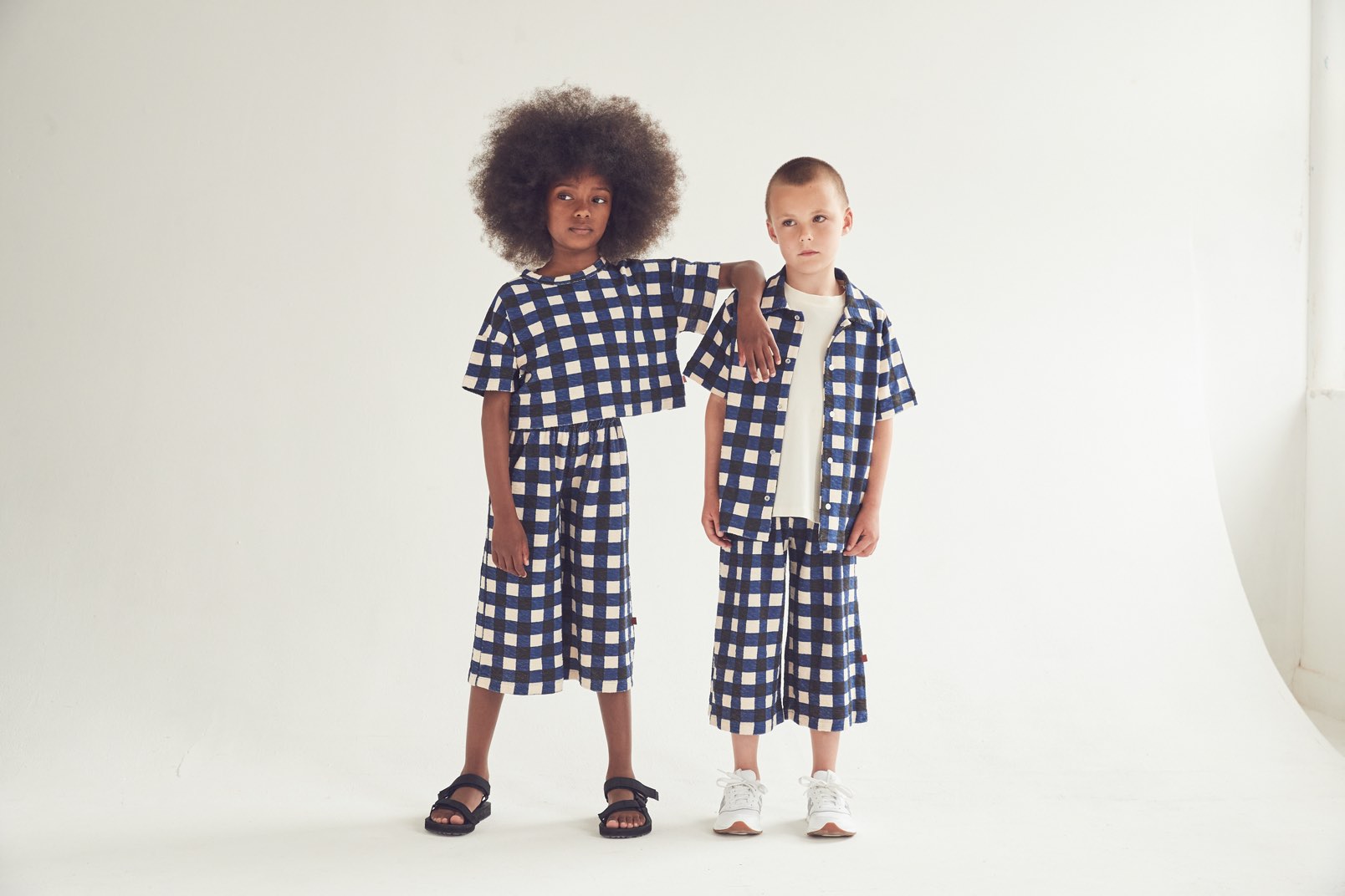 Tee Beach Blanket Check Midnight Blue