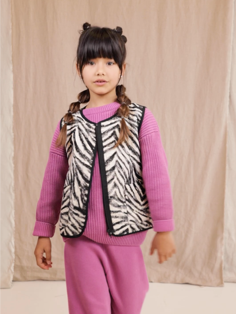 Vest Jacquard Sparkling Zebra Black