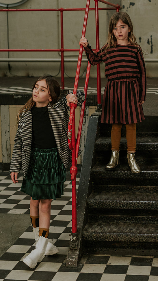 Skirt Layered Velvet Pleats