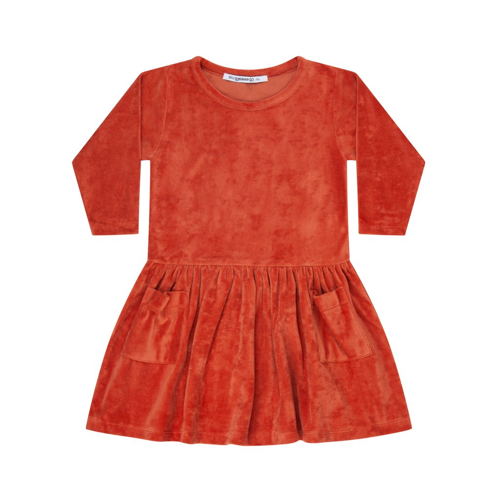 Dress Velvet Red Wood