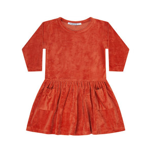 Dress Velvet Red Wood