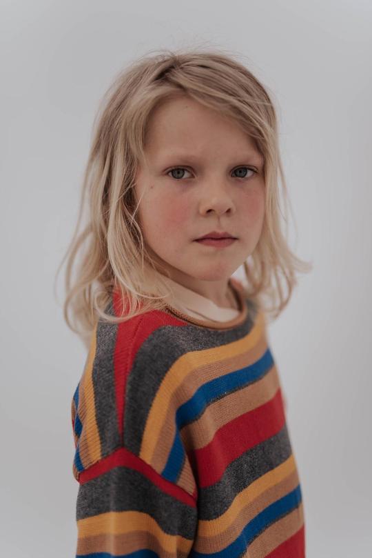 Sweater Boxy Knit Multi Stripe