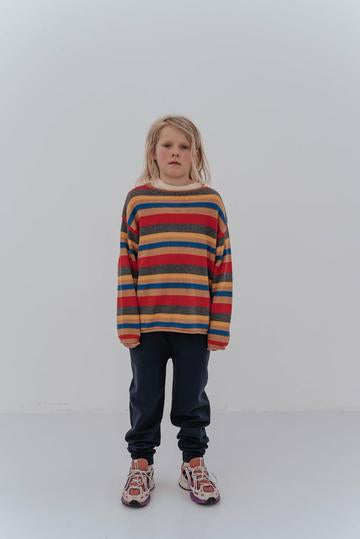 Sweater Boxy Knit Multi Stripe